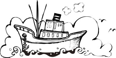 Denizdeki teknenin çizimi