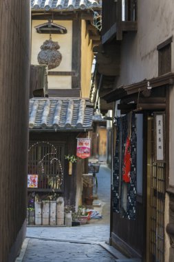 Japonya 'daki eski şehir mimarisinin manzarası