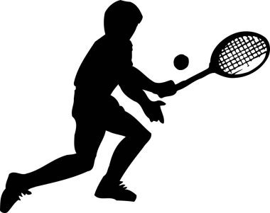 siyah basit siluet resimli tenis oyuncusu 