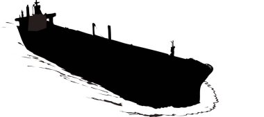 Beyaz arkaplanda bir Karadeniz gemisinin silüeti.