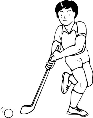 bir hokey oyuncusunun siyah beyaz çizimi 