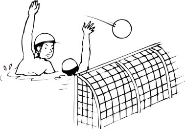 Polo oynayan bir adamın siyah beyaz çizimi 