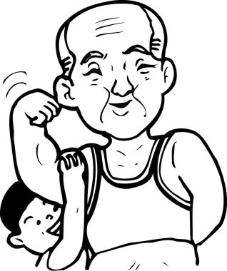  Büyükbaba ve torunu çizgi film çizimleri 