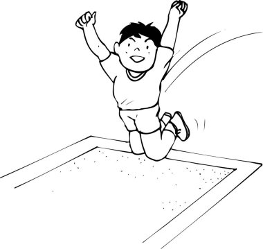 Çizgi film resimlerinden fırlayan çocuk. beyaz arkaplan 