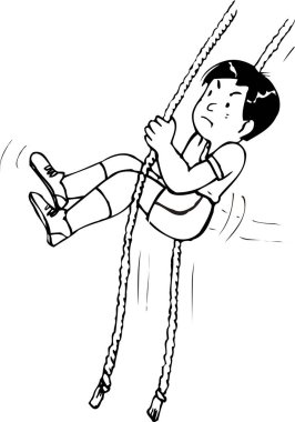 El çizimi çizimi çizimi. İpte adam olan boyama kitabı sayfası  