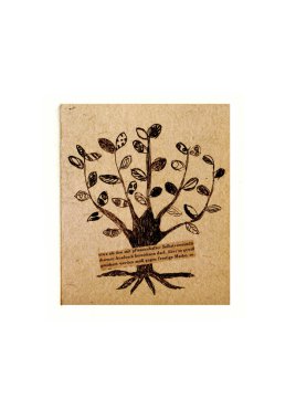 Yapraklı çocuksu resim, el yapımı illüstrasyon 