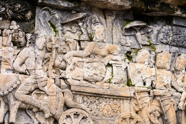 Endonezya, Java 'daki Budist tapınağında taştan kabartma.