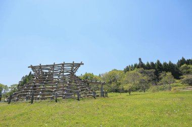 Ofune Site of the Jomon Era, an archaeological site consisting of a series of large shell middens and remains of an adjacent settlement from the Jomon period. The site in the city of Hakodate in Oshima Subprefecture on the island of Hokkaido in Japan clipart