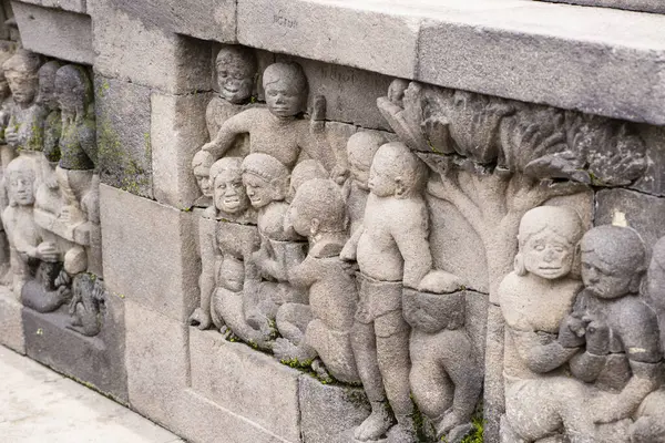Stone Bas Relief Borobudur Buddhist Temple Magelang Regency City Magelang — Stock Photo, Image