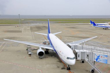 Japonya Tokyo Havaalanı 'ndaki modern uçak