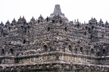 beautiful architecture of Borobudur Buddhist temple in Magelang Regency, near the city of Magelang and the town of Muntilan, in Central Java, Indonesia clipart