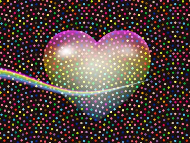 Renkli kalple soyut vektör arkaplanı