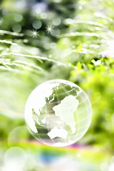 Transparent Earth Globe Background Green Grass Elements Image Furnished Nasa — Stock Photo, Image