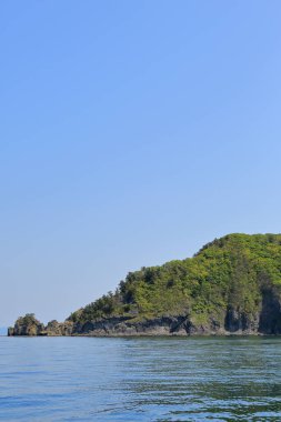 Yeşil dağlı deniz kıyısı 