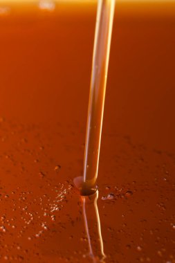 Bal dökme manzarasını kapat. Makro fotoğrafçılık