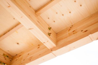 Yeni ev yapım aşamasında. Tahta kirişlerle inşa ediliyor 