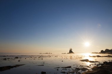 Japonya 'nın Toyama şehrinde Sunset' te Amaharashi Sahili 