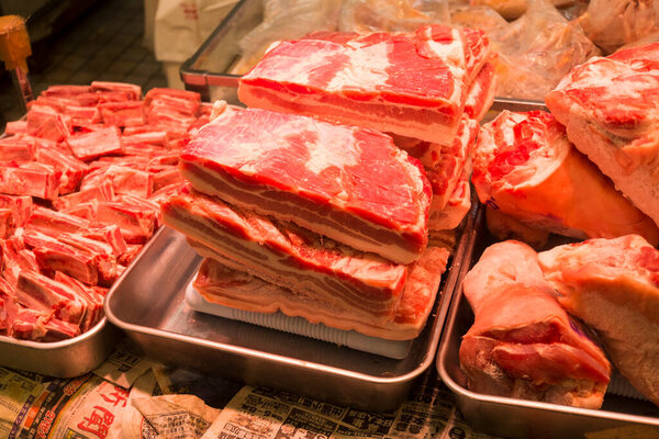 fresh raw meat in the market