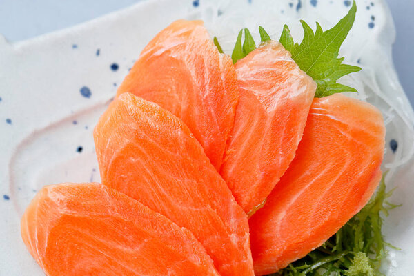 salmon sashimi on the plate 