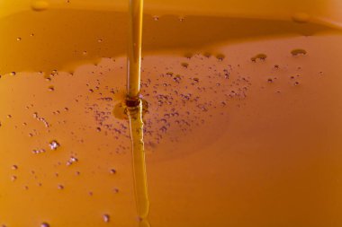 Bal dökme manzarasını kapat. Makro fotoğrafçılık