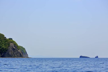 Yeşil dağlı deniz kıyısı 