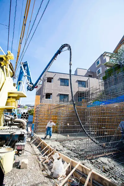 Över Byggarbetsplatsen Byggande Lägenhetsbyggnad Tokyo Japan — Stockfoto