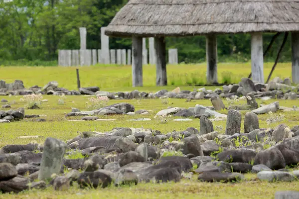 stock image Oyu Stone Circles is a late Jomon period archaeological site in the city of Kazuno, Akita Prefecture, in the Tohoku region of northern Japan