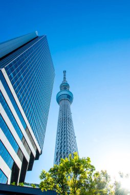 Japonya 'nın modern kentindeki mimari gündüz görüşü