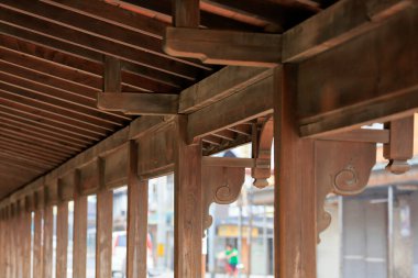 Eski binanın ahşap kirişleri, Japon mimarisi.