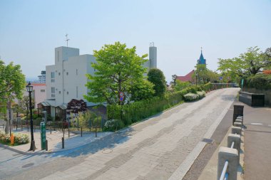 Japonya 'daki Hakodate Slope Hachimanzaka manzarası