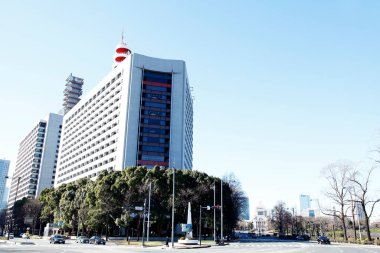 Tokyo şehri ve mavi gökyüzü, Japonya.