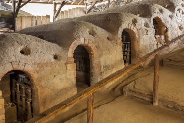 Mashiko Çömlekçilik Tırmanış Fırını yakın çekim görüntüsü