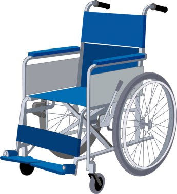 Beyaz arka planda izole edilmiş tekerlekli sandalye çizimi 