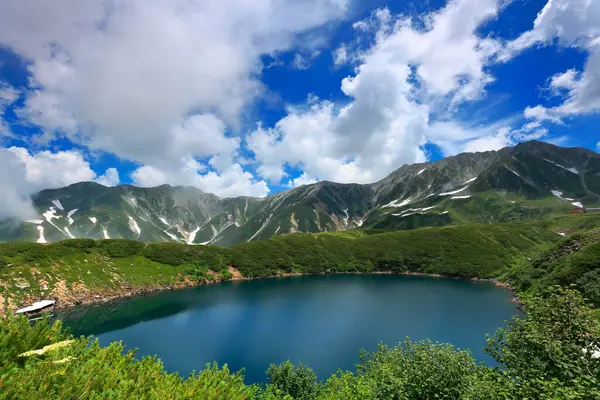 Dağlardaki göl manzarası. Güzel doğa arkaplanı