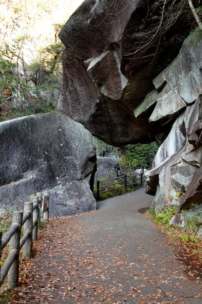 stone path in the mountains. Mitake Shosenkyo and Ropeway, Chichibu-Tama-Kai National Park, Japan