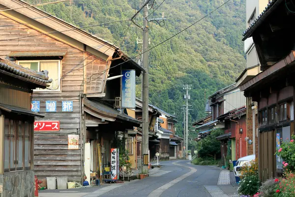Szenische Aufnahme Der Straße Der Alten Japanischen Stadt Mit Traditionellen — Stockfoto