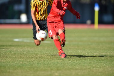 Japon Stadyumu 'nda futbol oynayan gençlerin kırpılmış bölümü. 