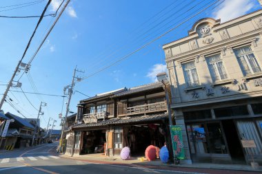 Kyoto, Japonya 'daki geleneksel Japon evlerinin manzarası.