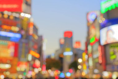 Tokyo şehrinin güzel renkli bulanık manzarası, soyut arkaplan