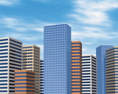 Şehirdeki modern binalar. 3d illüstrasyon