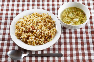 Top view of Japense fried rice of Yakimeshi clipart