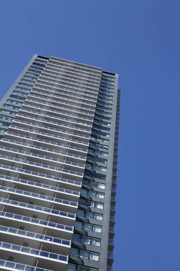 Yokohama şehrinde Minato Mirai kentsel konsept arka planda 