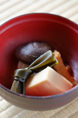 Serving traditional japanese dish in bowl