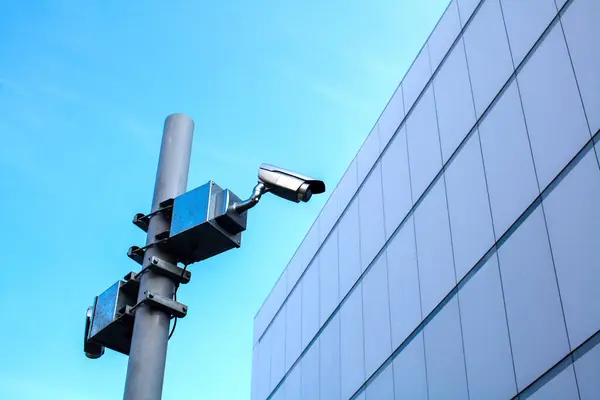 Überwachungskamera Auf Der Straße Hintergrund — Stockfoto