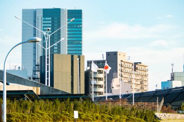 Modern şehir binaları. Japonya 'da mimarlık