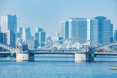 Sumida-ku, Tokyo, Japonya. Sumida Nehri Umaya Köprüsü