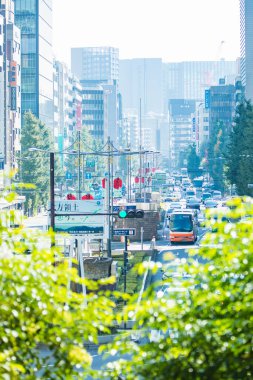 Tokyo 'da işlek bir cadde. Japonya 