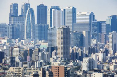 Tokyo şehir manzarası yukarıdan görünüyor. Japonya