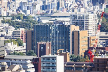 Tokyo şehir manzarası yukarıdan görünüyor. Japonya