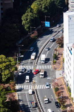 Tokyo 'da işlek bir cadde. Japonya 